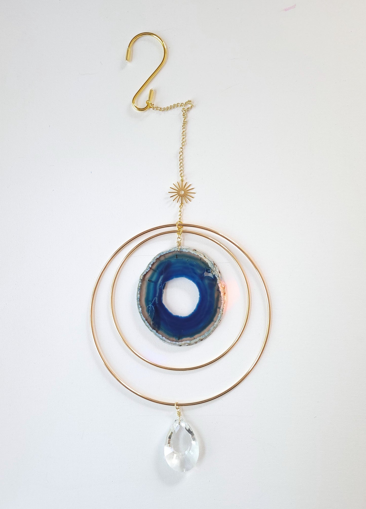 Agate Window Charm - Large Blue