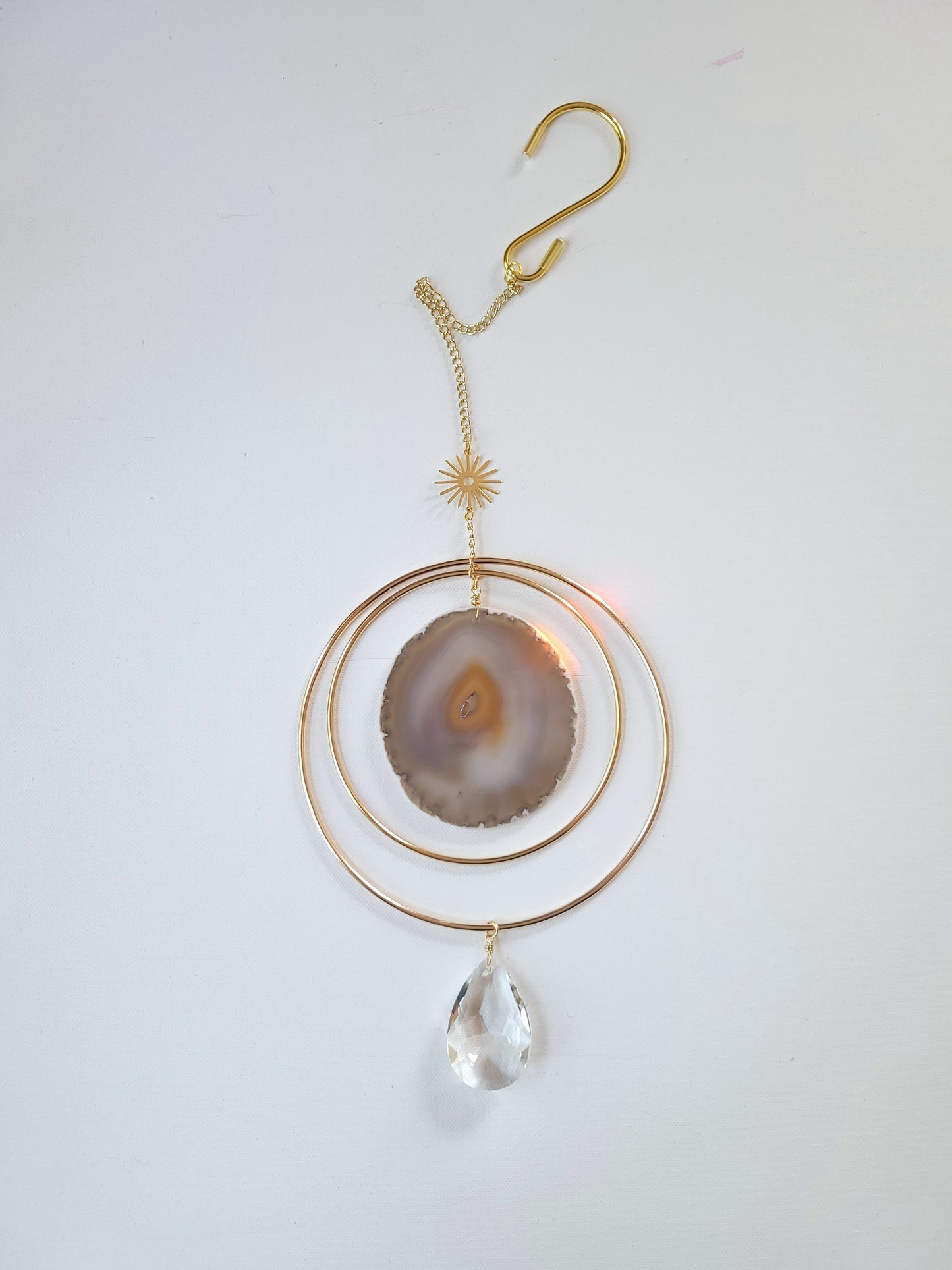 Agate Window Charm - Cream/Orange