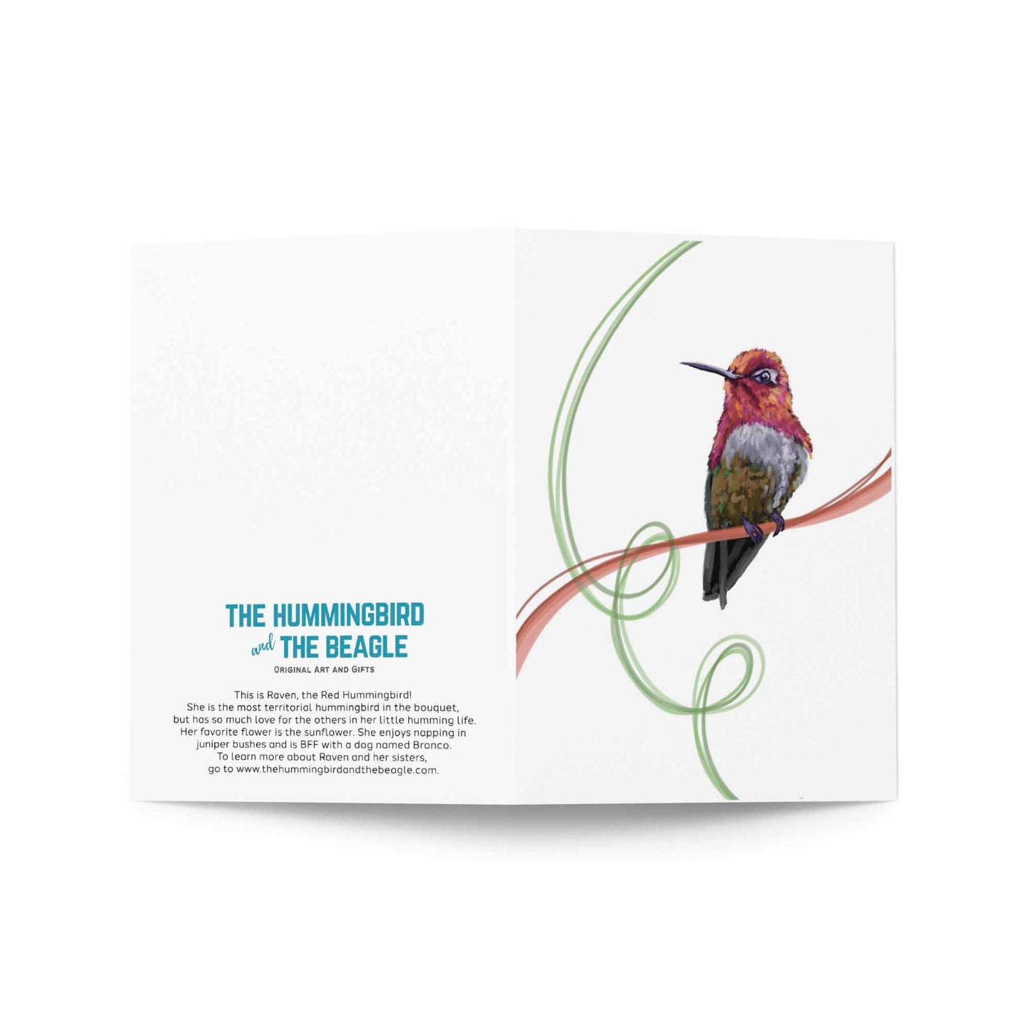 Raven - The Red Hummingbird - Greeting Card