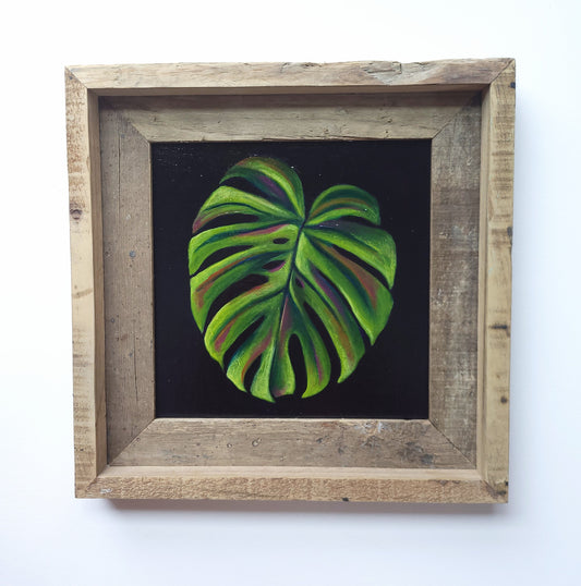 8x8 Framed Monstera Leaf