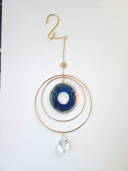Agate Window Charm - Large Blue