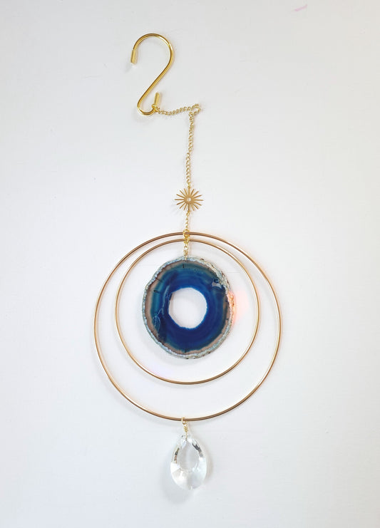 Agate Window Charm - Large Blue