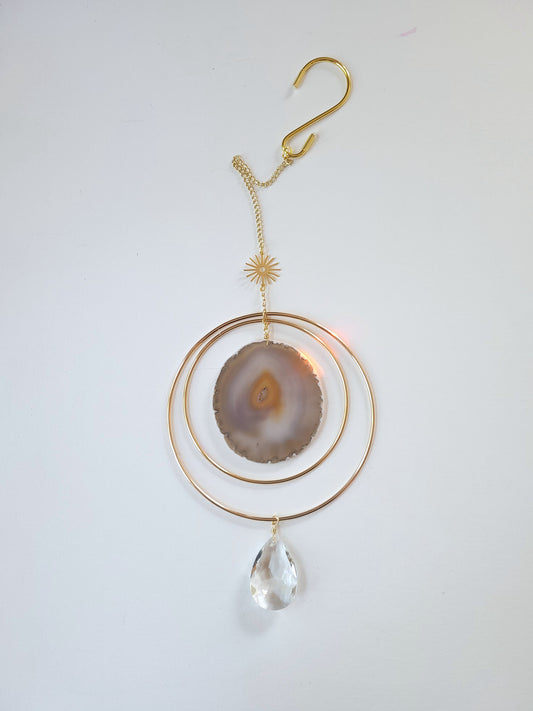 Agate Window Charm - Cream/Orange
