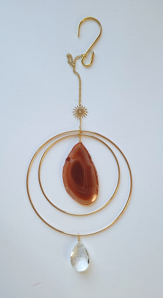 Agate Window Charm - Large Orange