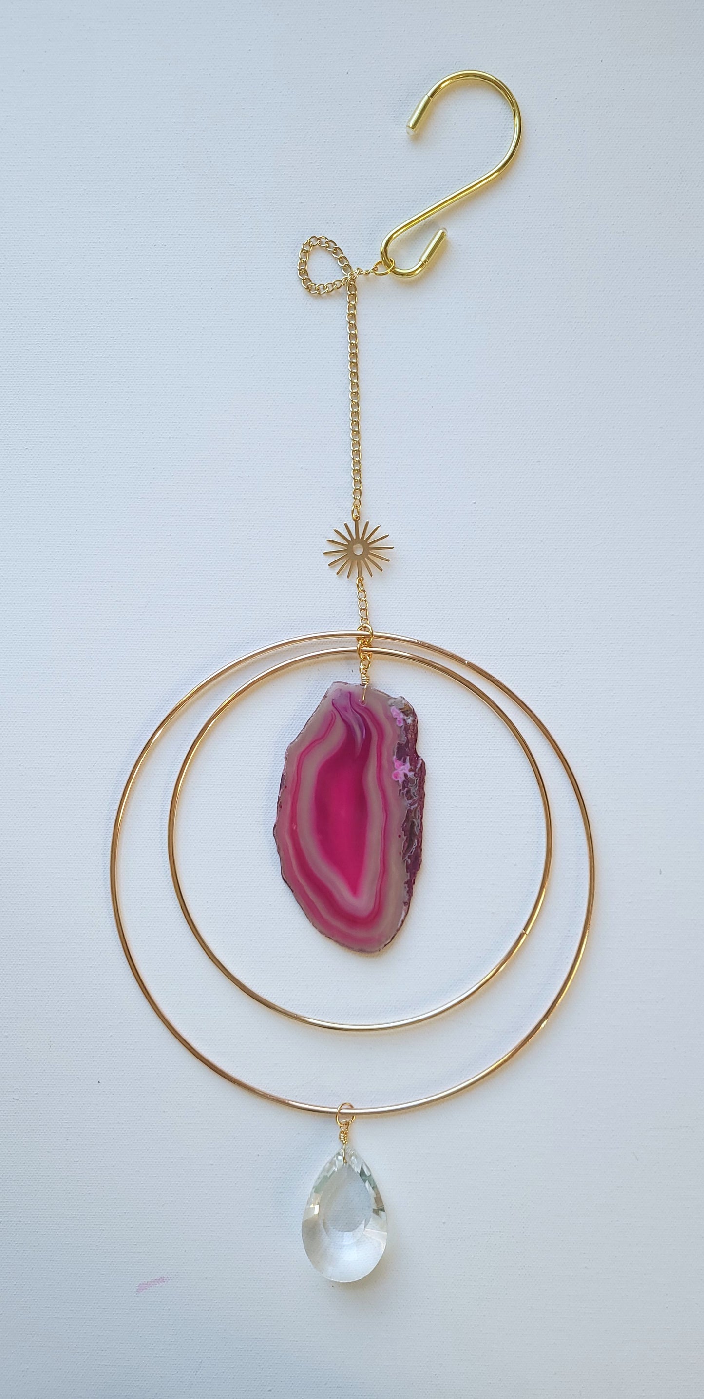 Agate Window Charm - Large Pink