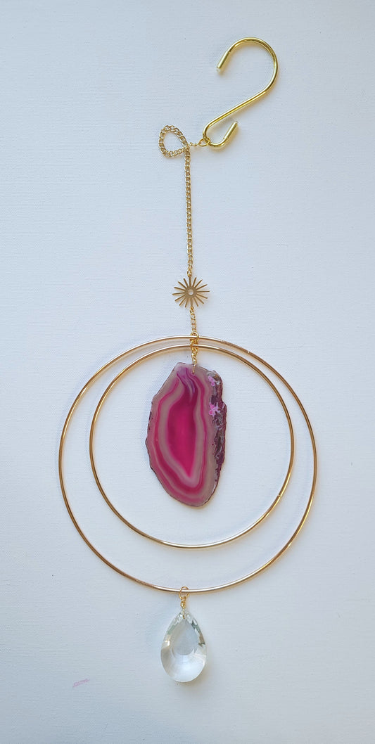 Agate Window Charm - Large Pink
