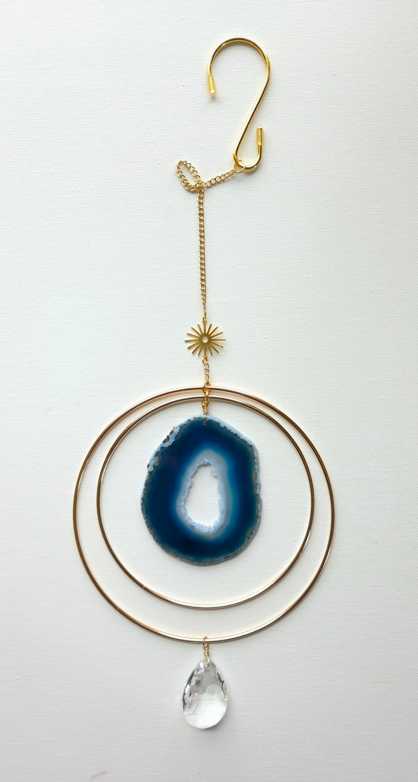 Agate Window Charm - Large Blue