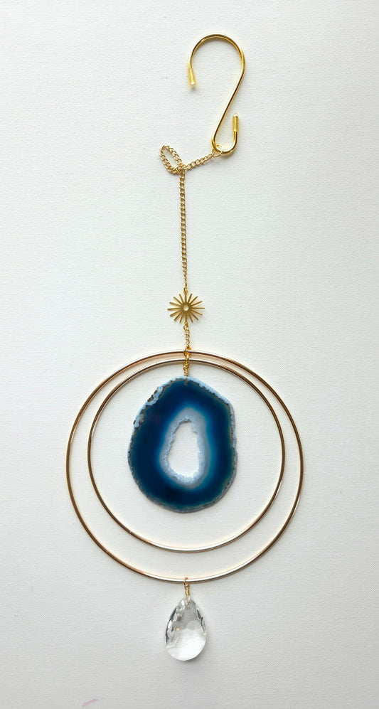 Agate Window Charm - Large Blue