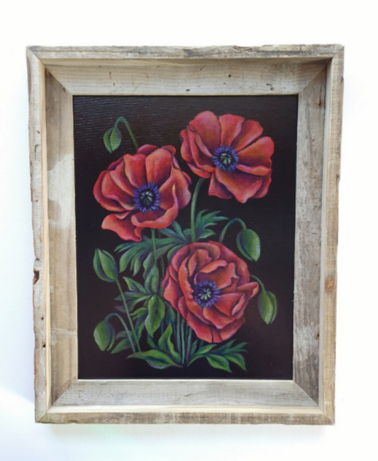 11x14 Framed Red Poppies