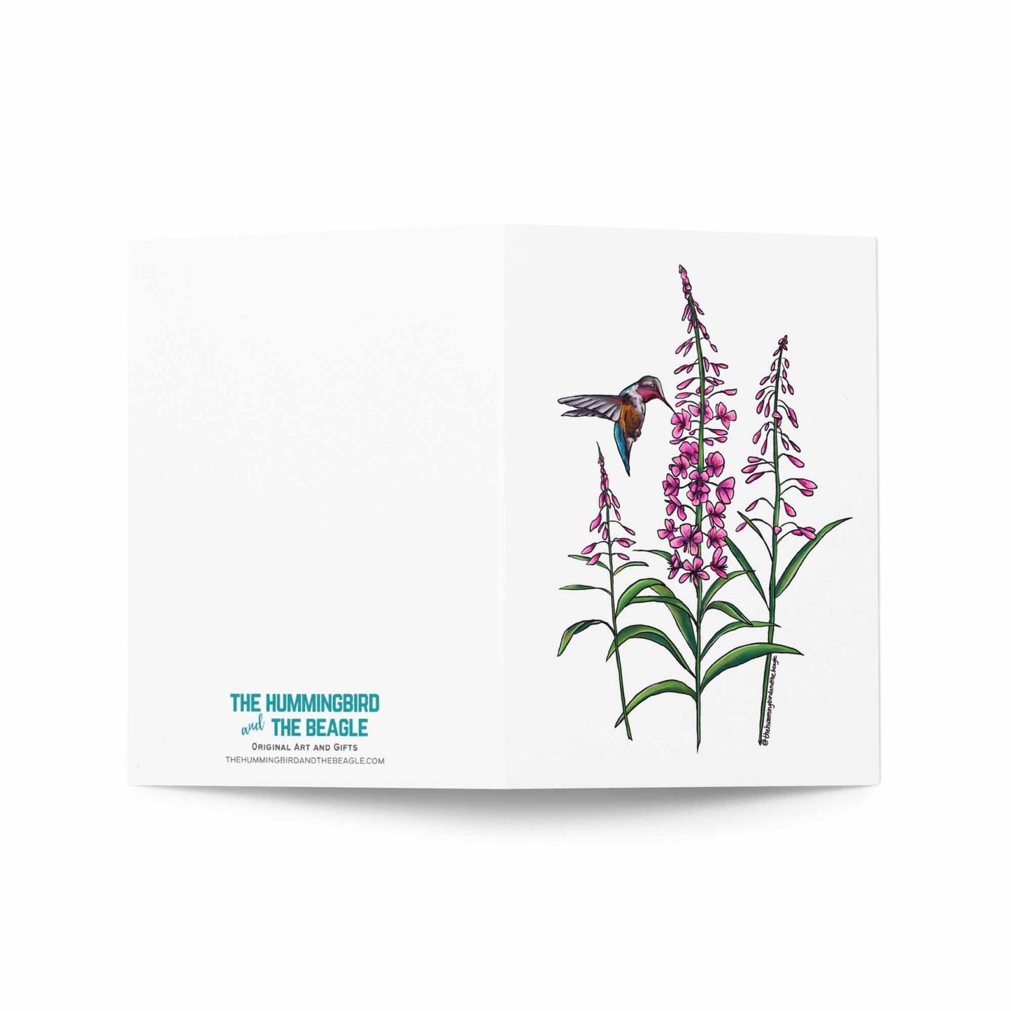 Fireweed and Hummingbird Greeting Card