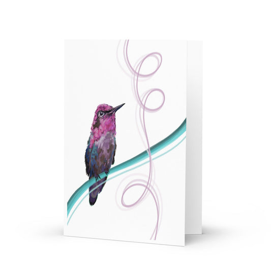 Margo - The Pink Hummingbird - Greeting Card