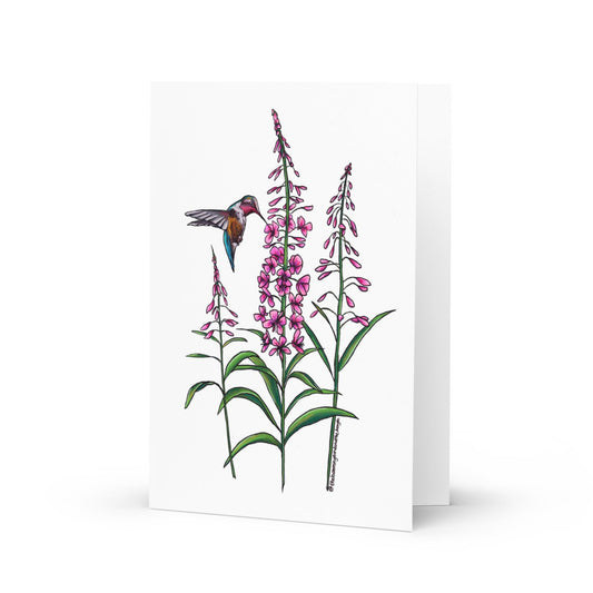 Fireweed and Hummingbird Greeting Card