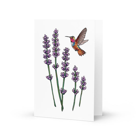 Lavender and Hummingbird Greeting Card