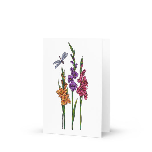 Gladiolus and Dragonfly Greeting Card